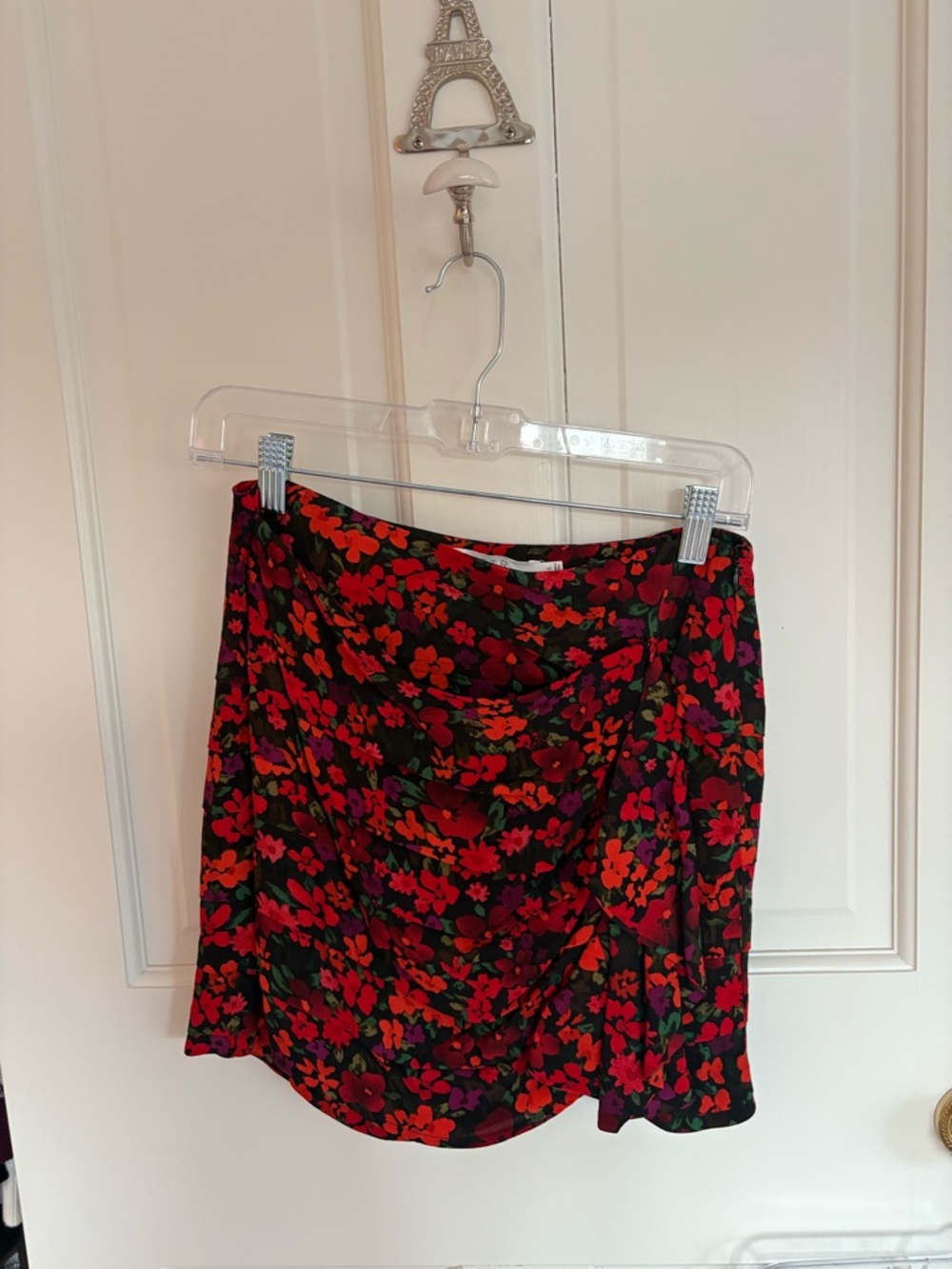 Astr Red Floral Print Mini Skirt